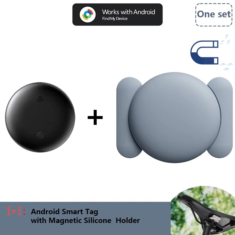 Android Airtag with Magnet Holder Compatible with Google Find My, Waterproof Shockproof Smart Tracker with Protective Cover
