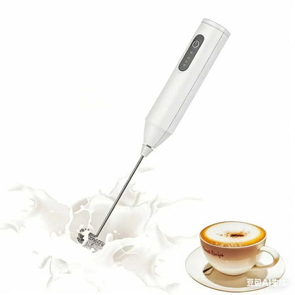 Milk Frother Wand Rechargeable Handheld Drink Mixer, USB-C Electric Whisk with Stainless Steel Whisk for Coffee, Lattes, Cappuccino, Matcha, Hot Chocolate&Creamer