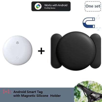 Android Airtag with Magnet Holder Compatible with Google Find My, Waterproof Shockproof Smart Tracker with Protective Cover