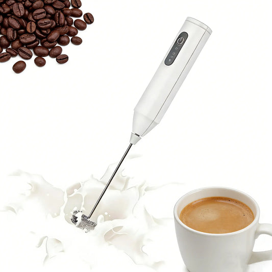 Milk Frother Wand Rechargeable Handheld Drink Mixer, USB-C Electric Whisk with Stainless Steel Whisk for Coffee, Lattes, Cappuccino, Matcha, Hot Chocolate&Creamer