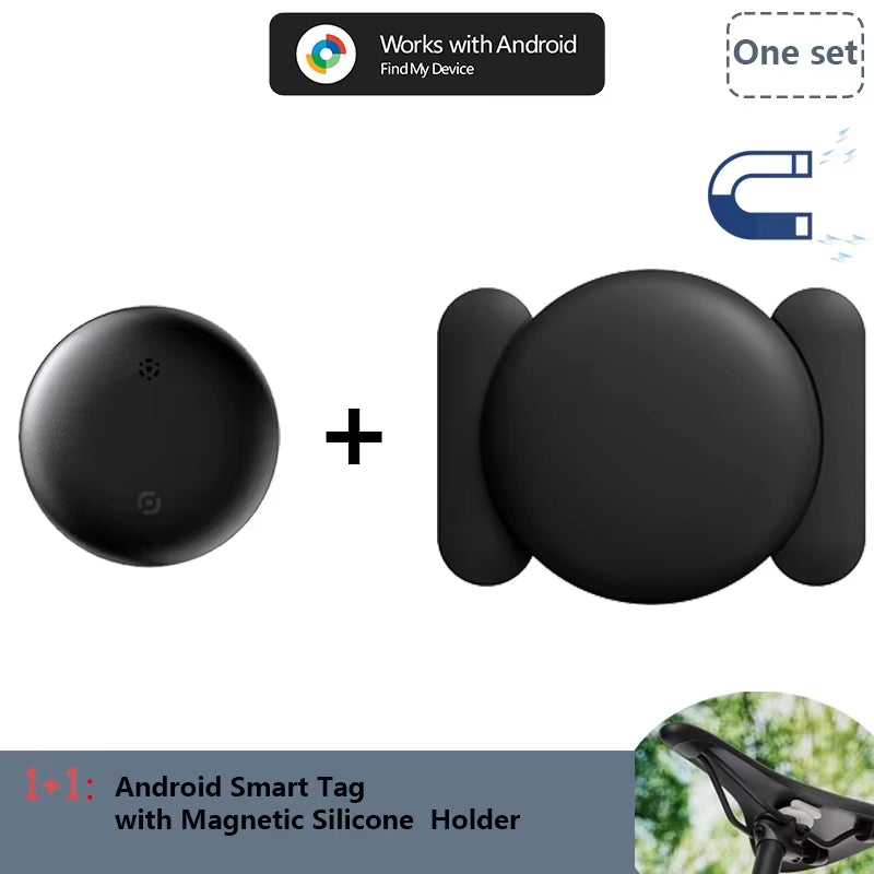 Android Airtag with Magnet Holder Compatible with Google Find My, Waterproof Shockproof Smart Tracker with Protective Cover