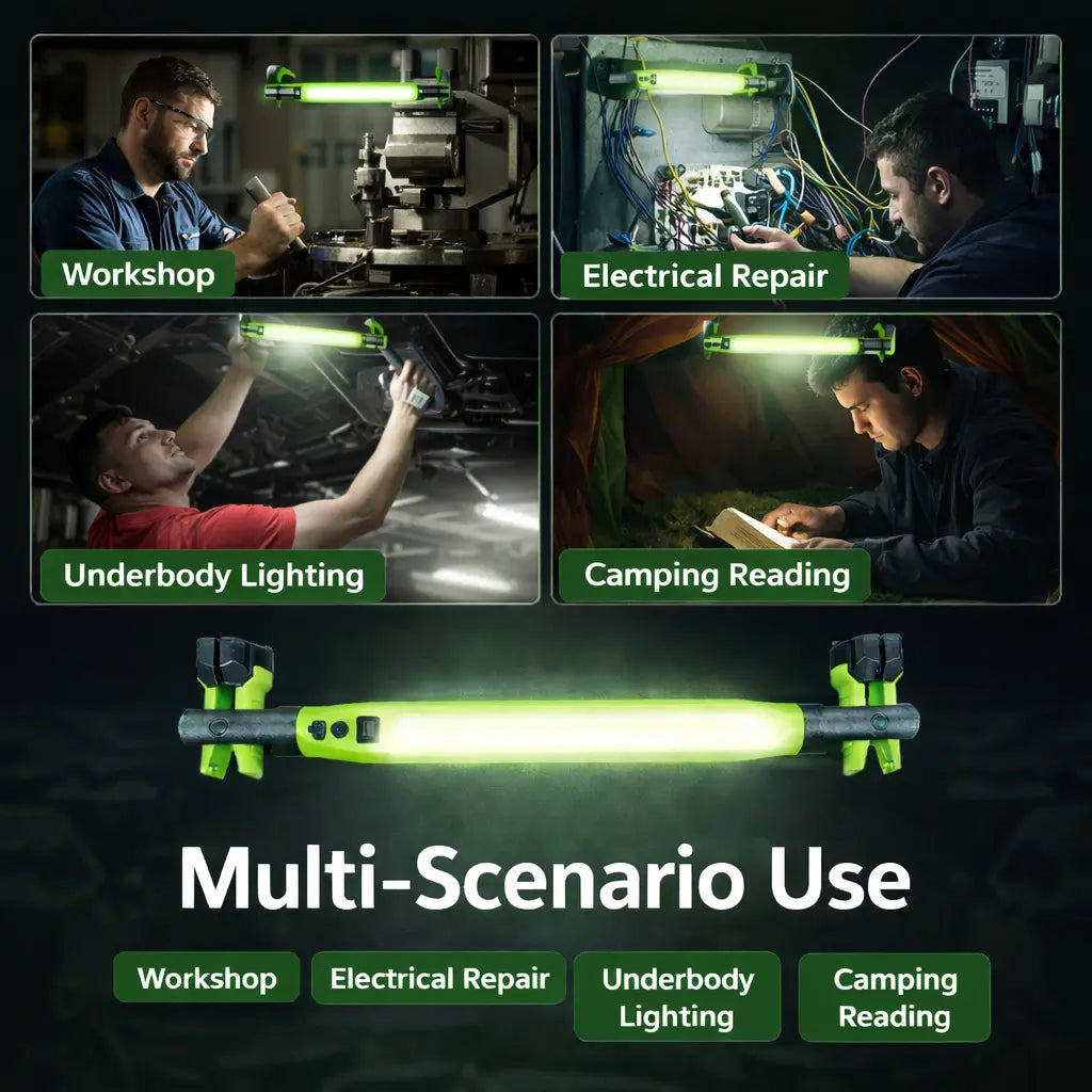 2026 Magnetic Work Light under Hood Rechargeable LED Bar for Mechanics Car Repair Garage Lighting Accessory with 360° Foldable Design Compact & Durable USB Rechargeable