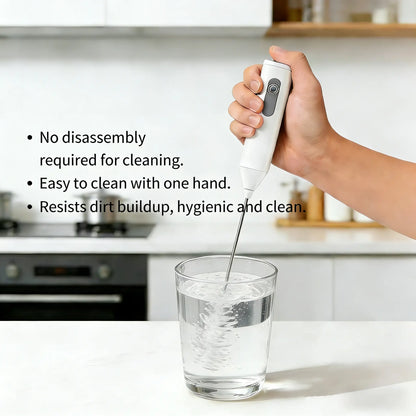 Milk Frother Wand Rechargeable Handheld Drink Mixer, USB-C Electric Whisk with Stainless Steel Whisk for Coffee, Lattes, Cappuccino, Matcha, Hot Chocolate&Creamer