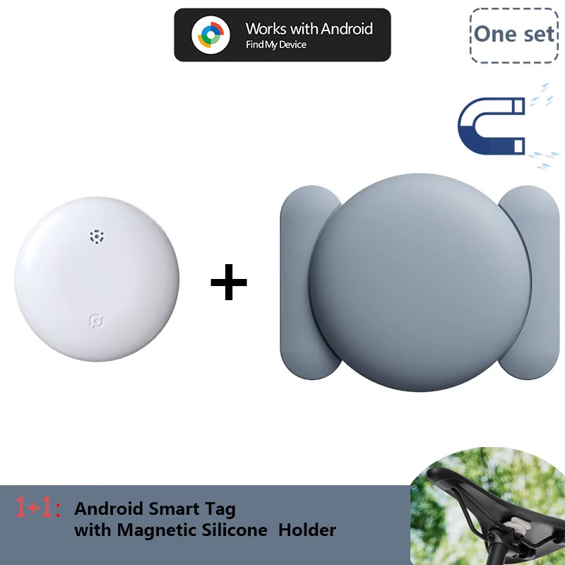 Android Airtag with Magnet Holder Compatible with Google Find My, Waterproof Shockproof Smart Tracker with Protective Cover