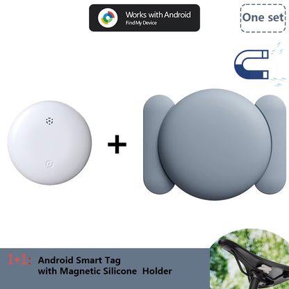 Android Airtag with Magnet Holder Compatible with Google Find My, Waterproof Shockproof Smart Tracker with Protective Cover