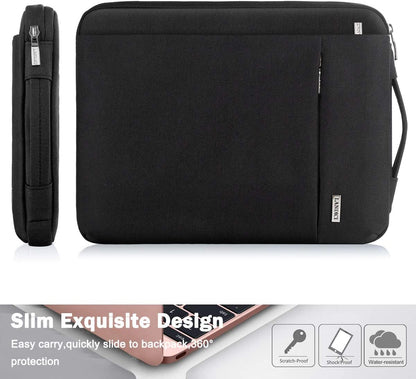 360° Protective Laptop Sleeve 11.6 Inch for Surface Pro 7 8 9/Laptop Go 2 3, Macbook Air 11, Small Computer Bag Carrying Case for 11-12 Inch Chromebook, Slim, Shockproof, Waterproof, Black
