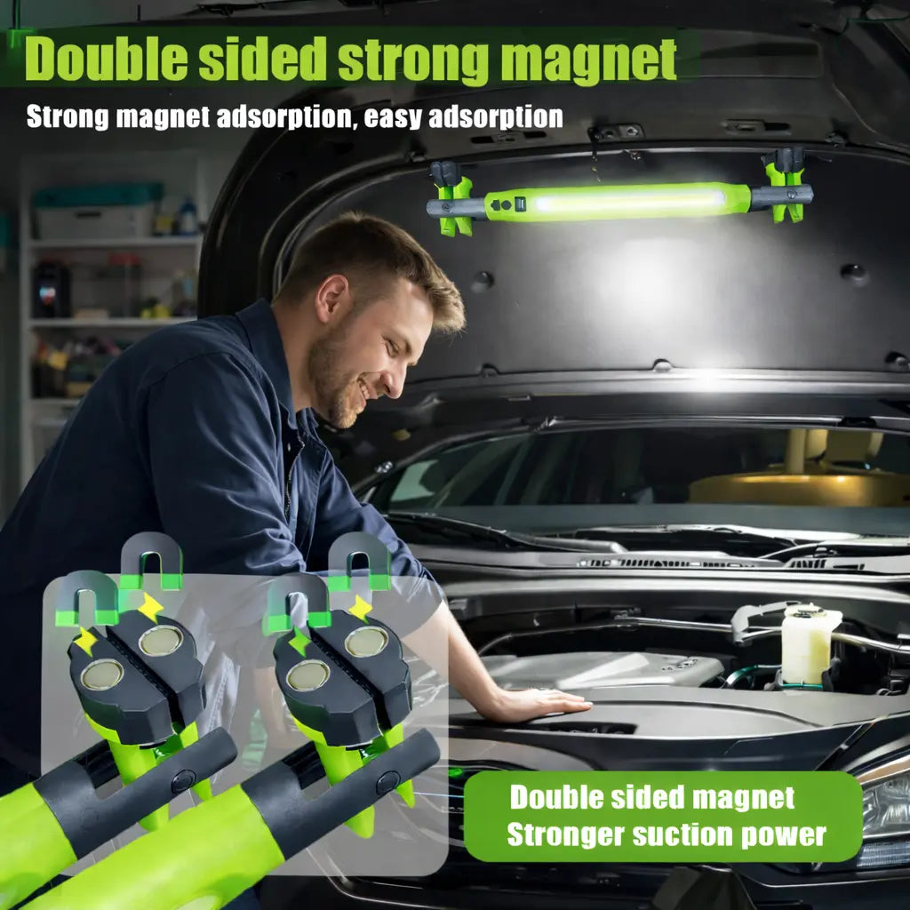 2026 Magnetic Work Light under Hood Rechargeable LED Bar for Mechanics Car Repair Garage Lighting Accessory with 360° Foldable Design Compact & Durable USB Rechargeable