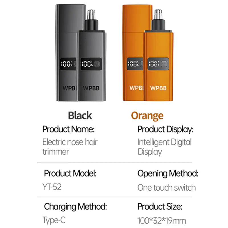 WPBB Nose & Ear Hair Trimmer for Men & Women,360° Rotating Head, Dual-Edge Blades, Washable Head, Painless Facial Hair Trimmer, Low Noise, Travel-Friendly Design, Easy to Clean