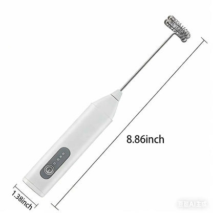 Milk Frother Wand Rechargeable Handheld Drink Mixer, USB-C Electric Whisk with Stainless Steel Whisk for Coffee, Lattes, Cappuccino, Matcha, Hot Chocolate&Creamer